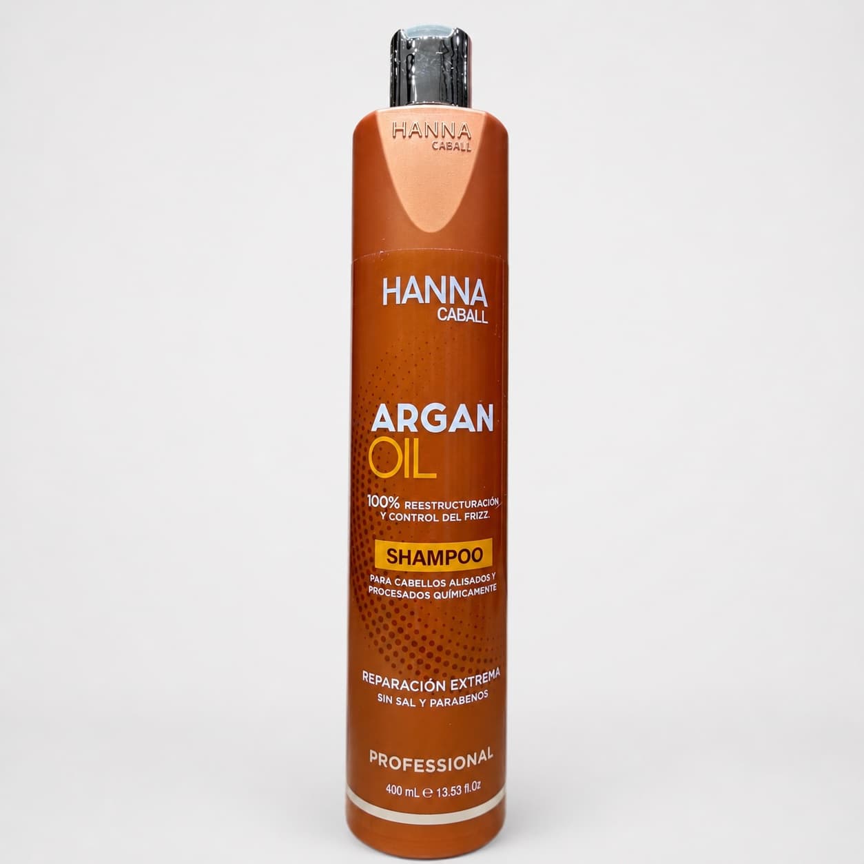 Botella cobre de Hanna Caball Argan Oil Shampoo de 400 ml